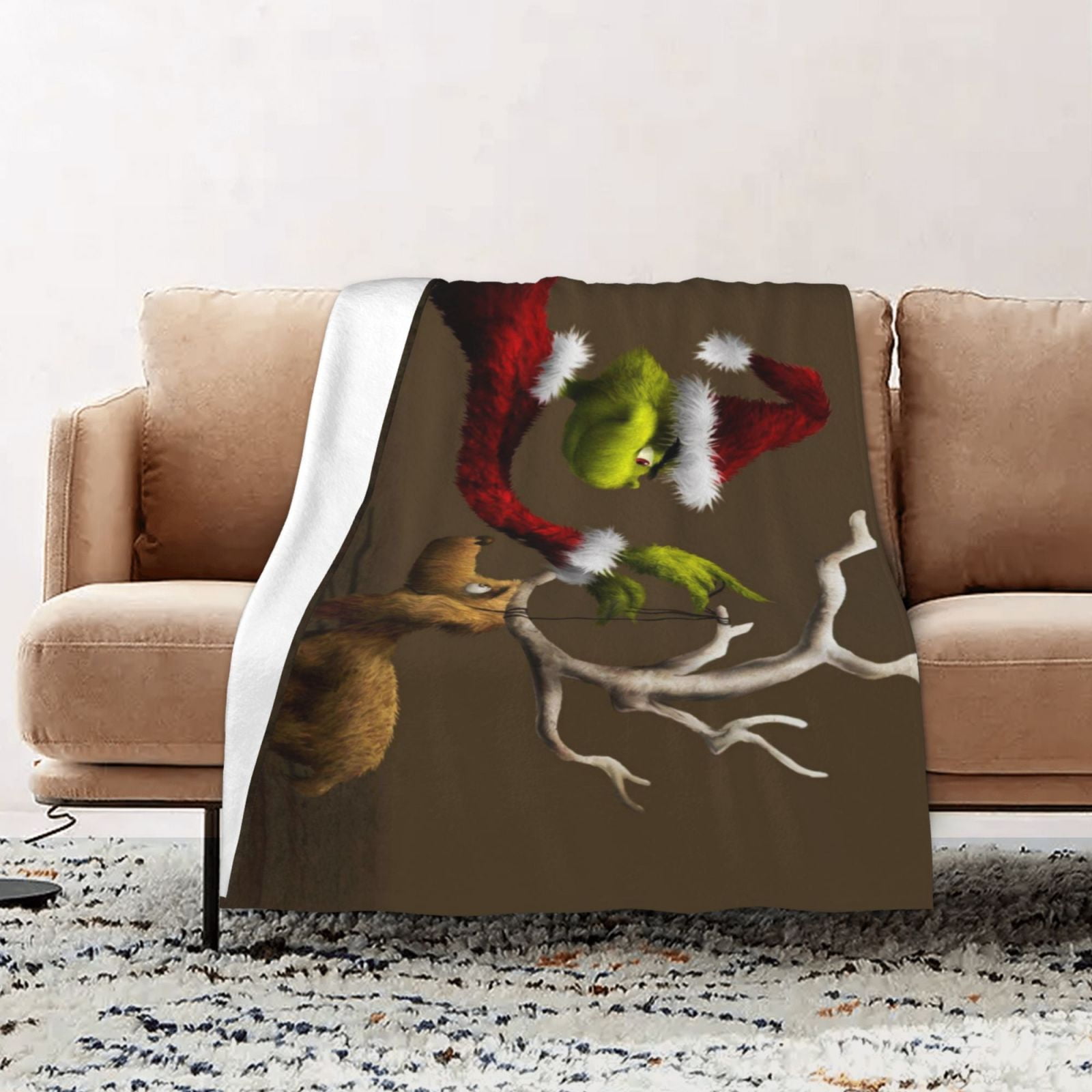 Grinch Christmas Blanket Soft Fuzzy Fleece Antipilling Flannel Throw