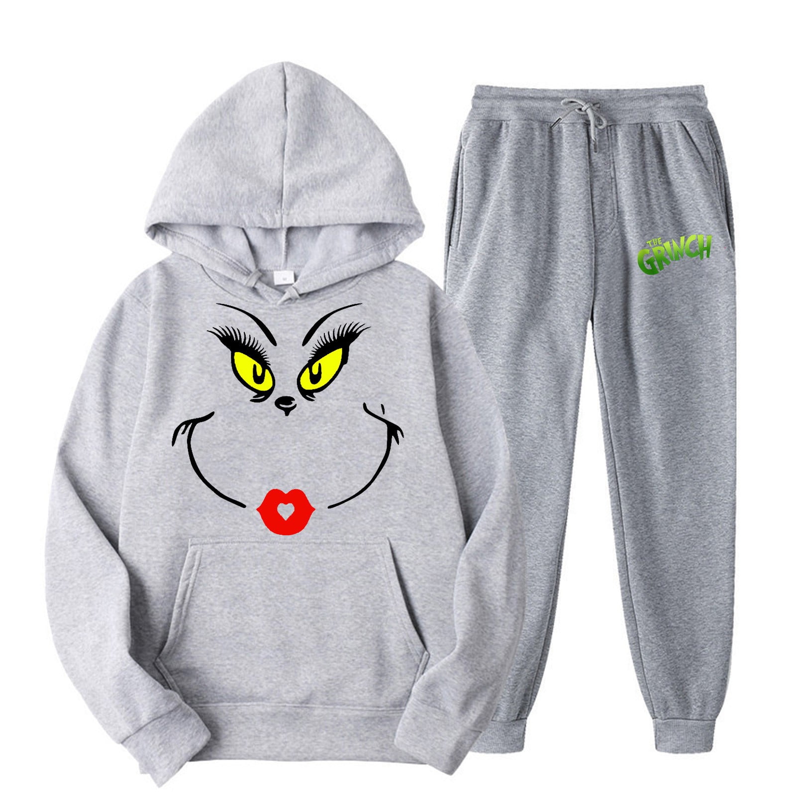 Grinch Christmas Cozy Green Hoodie and Sweatpants Set for Adults