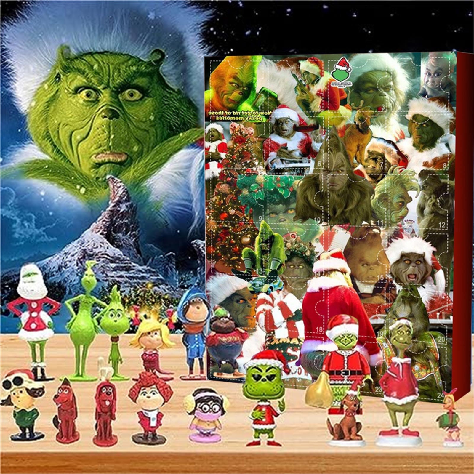 Grinch Christmas Decorations 2025 Christmas Advent Calendar Contains 24