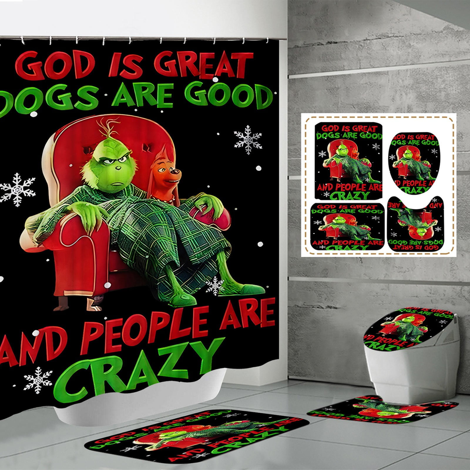 Grinch Christmas Decorations Bathroom Decor Christmas Waterproof ...