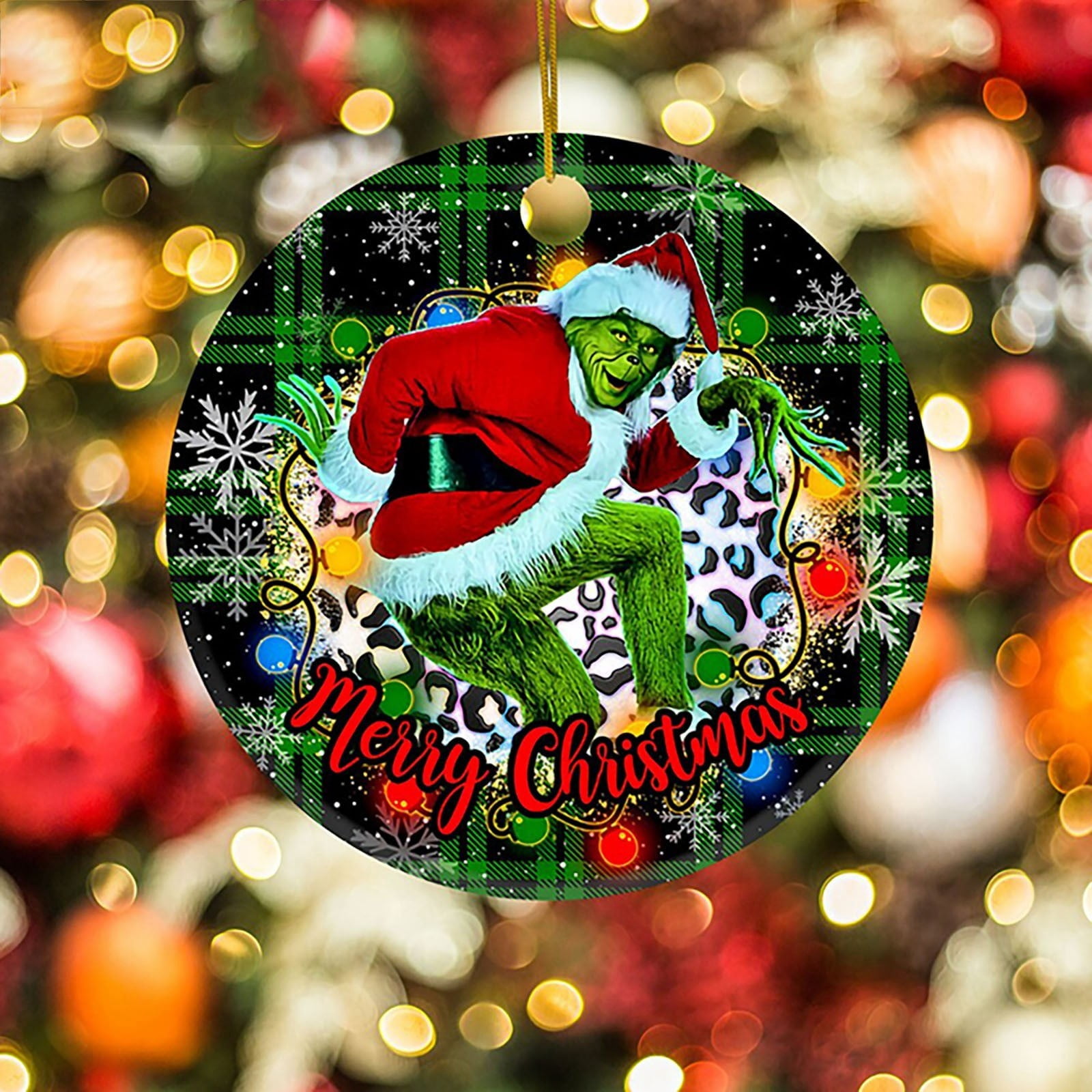 Grinch Christmas Decorations Cartoon Acrylic Green Pendant Holiday Tree