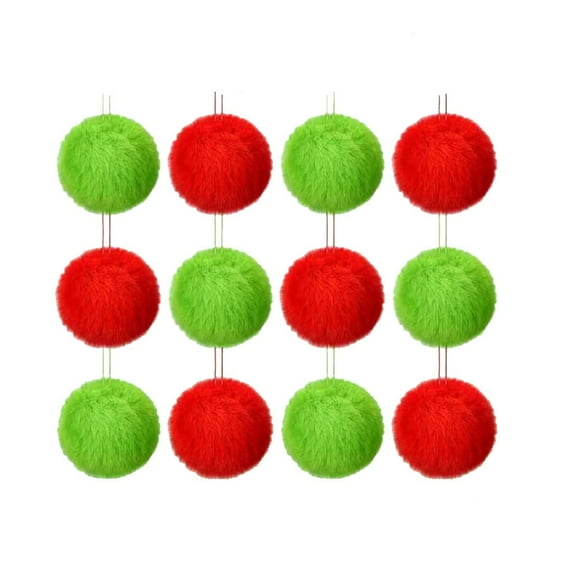 Grinch Christmas Decorations Christmas 12-Piece Set Of Green Furry Christmas Ornaments With Red Decorative Crafts Christmas Tree Hangings