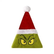 ZHCH Grinch Christmas Decorations Clearance Christmas Adult Children Hat Green Elastic Windproof Brimless Warm Fabric Christmas Party Hat Adult Hat Decoration Club