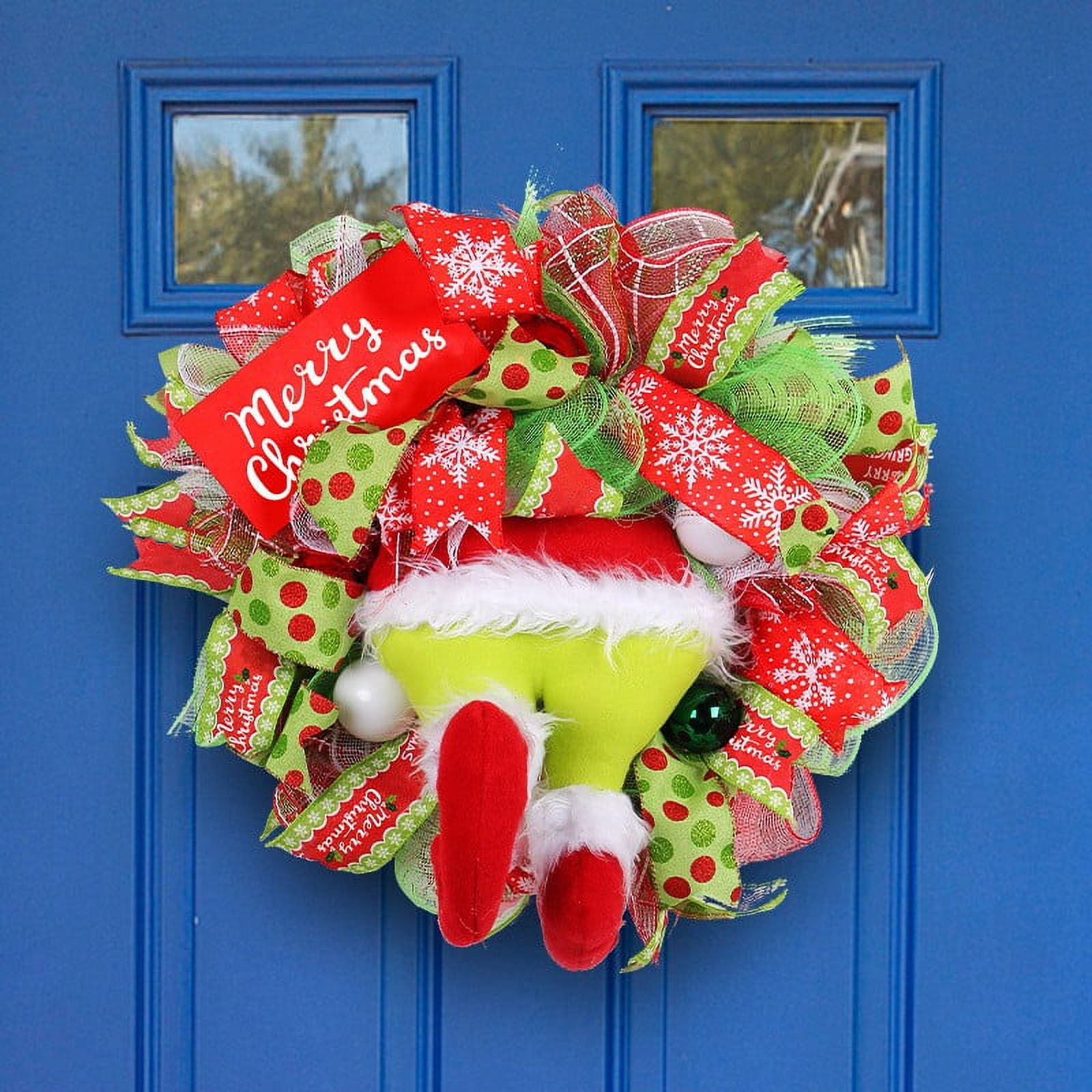 Grinch Christmas Decorations, Grinch Christmas Door Wreath Farmhouse Christmas Garland Ornaments ...