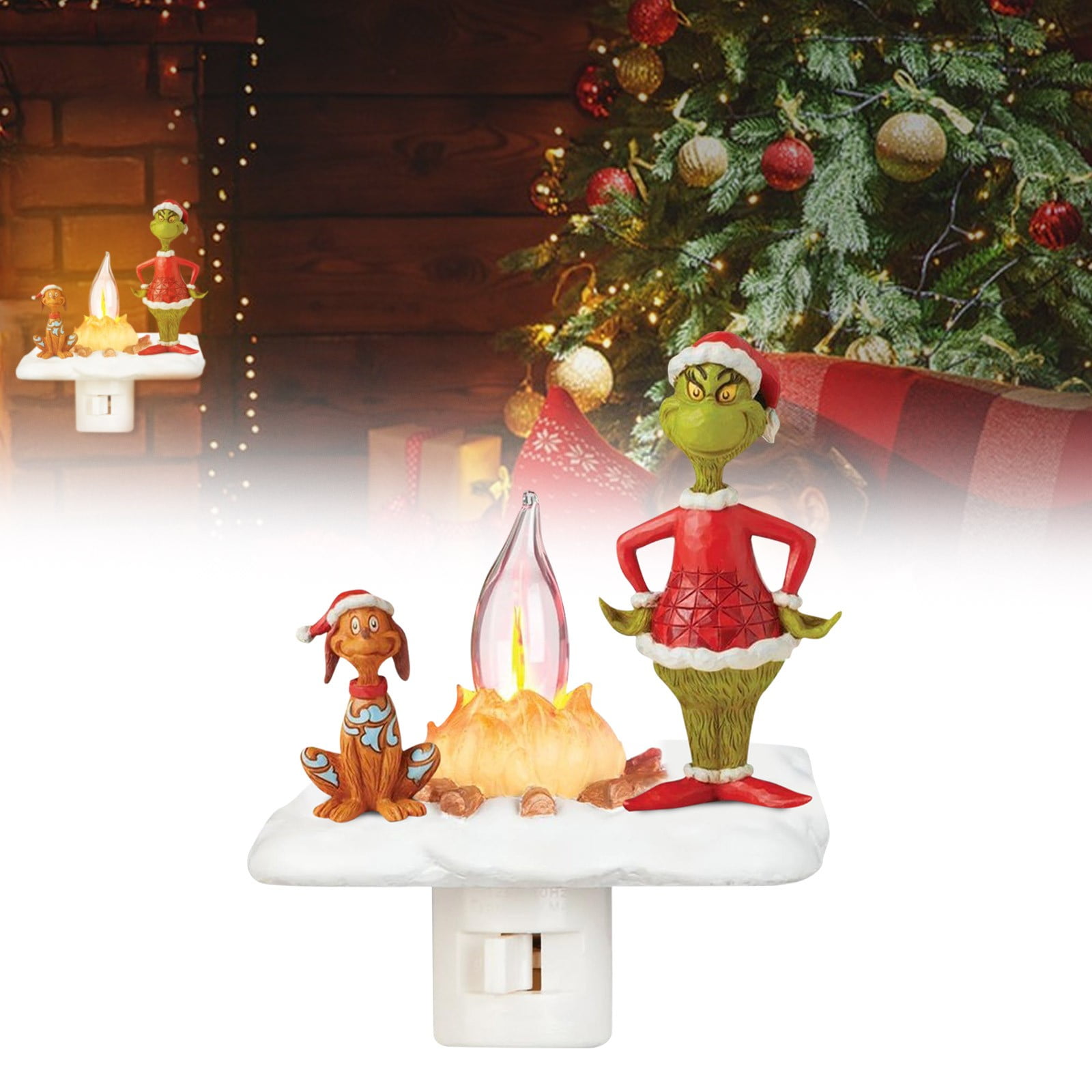 Grinch Plug Grinch Christmas Decorations, Ghost Campfire Flickering Nightlight ...
