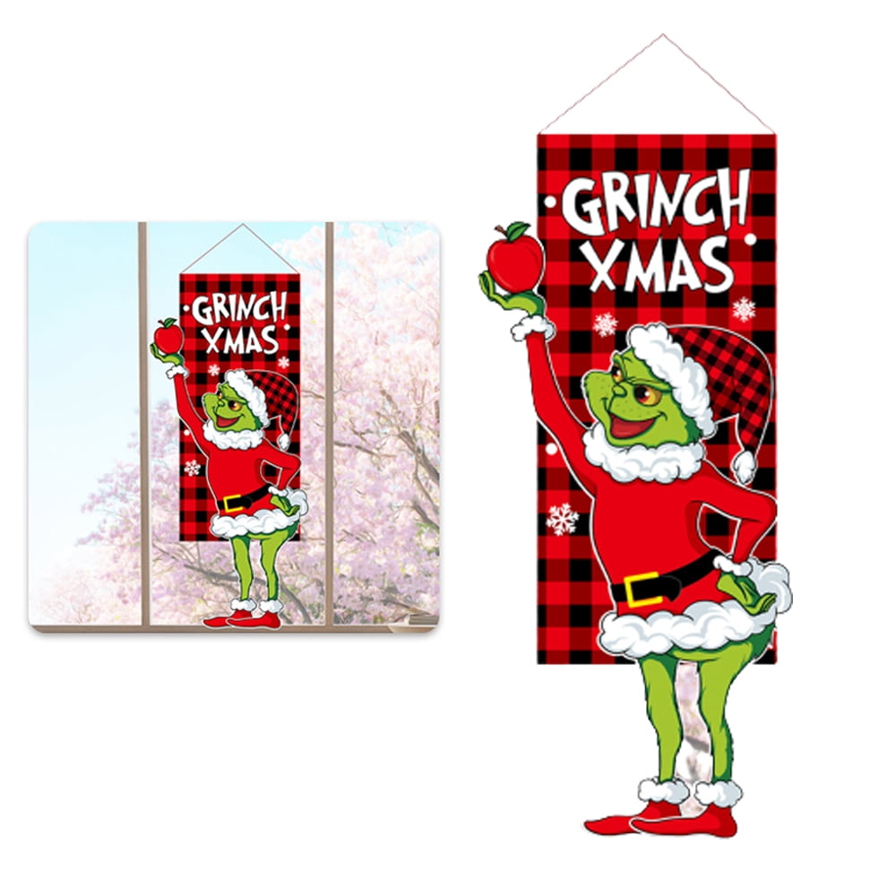 Grinch Christmas Decorations,Grinch Door Banner Flag Merry Grinchmas ...