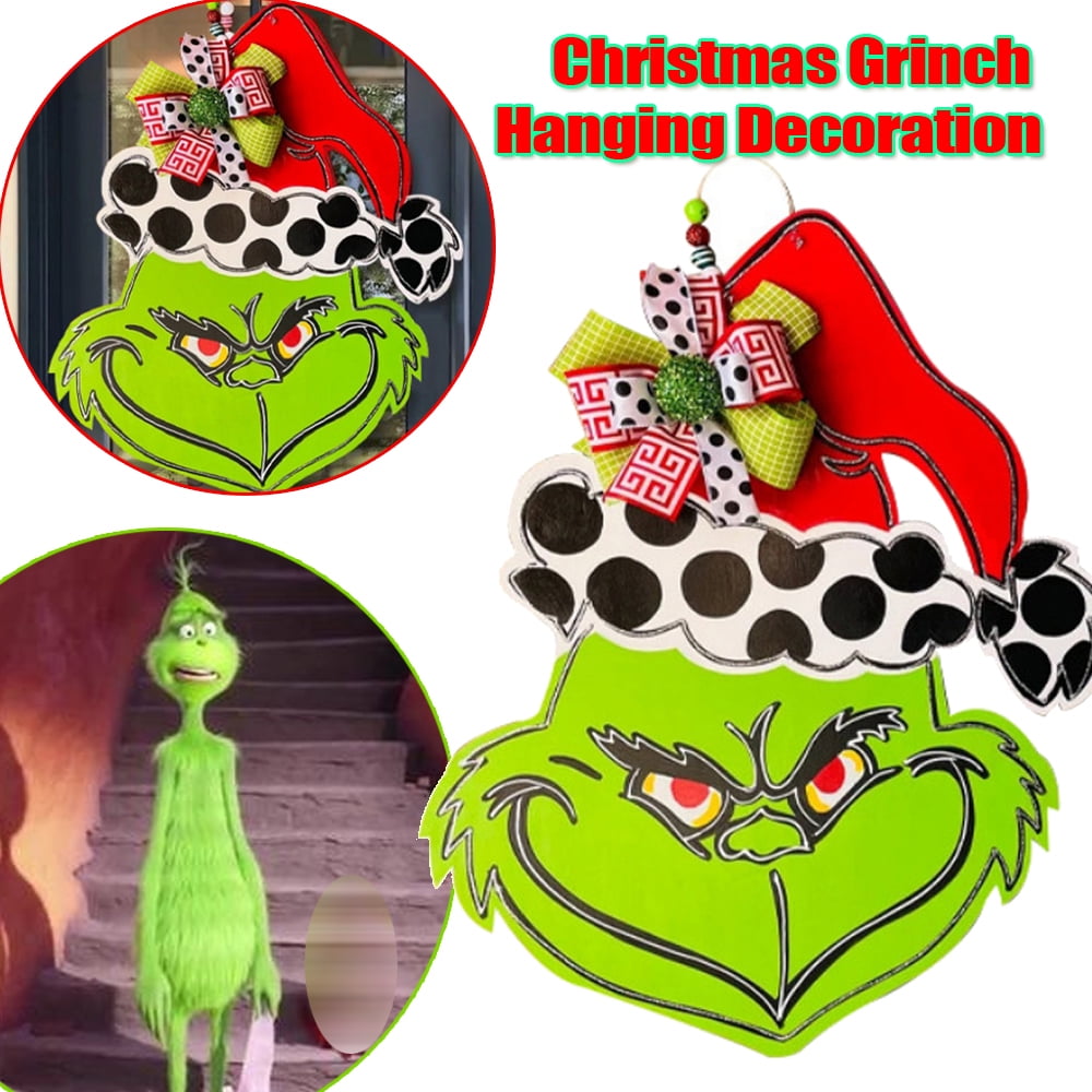Grinch Christmas Decorations Grinch Wooden Door Hanging Sign for Indoor