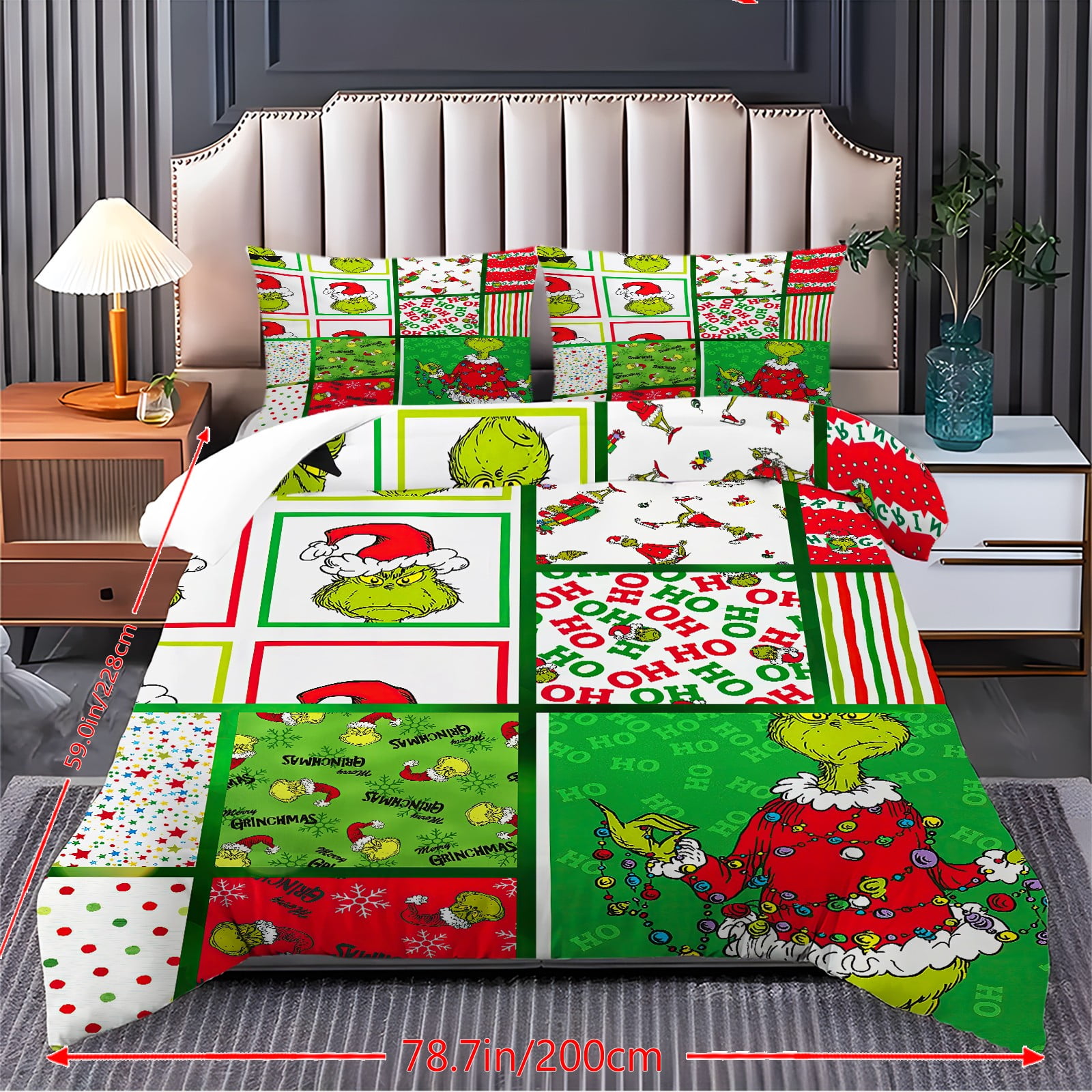 Grinch Christmas Decorations Indoor Duvet Cover Printed With