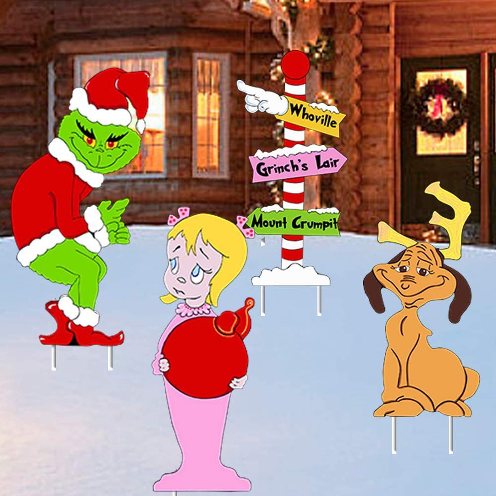 Grinch Christmas Decorations Left or Right Facing Grinch Stealing The Christmas Yard Signs The