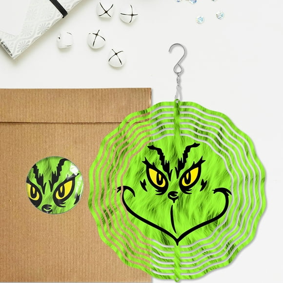 Grinch Christmas Decorations Ornaments, Wind-turned 3D Stainless Steel Christmas Ornaments Garden Decorations, Indoor And Outdoor Hanging Ornaments Worth Giving As Gifts, Grinch Gifts Green