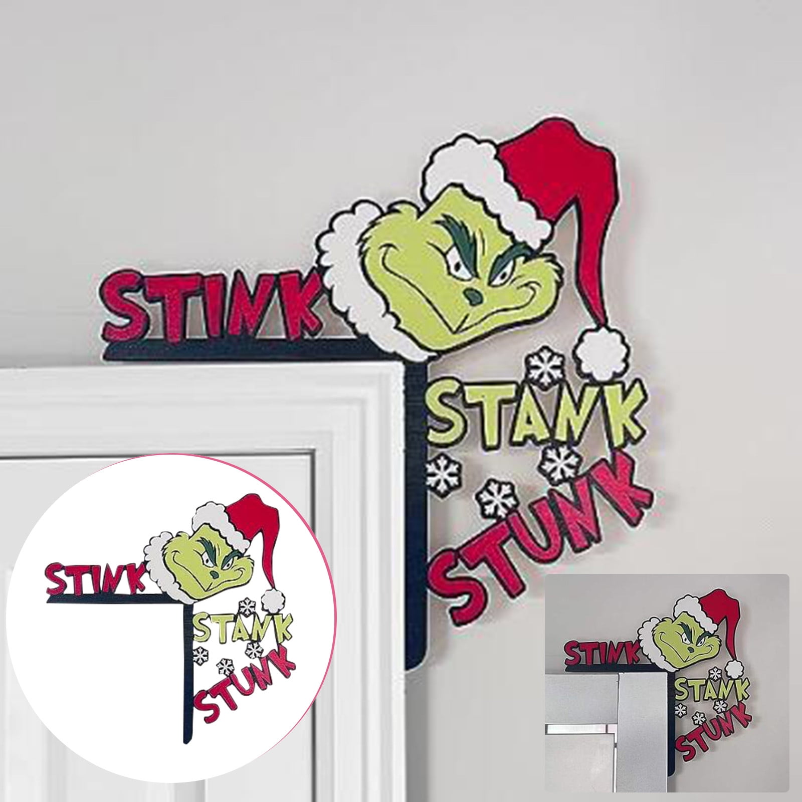 Grinch Christmas Door Corner Sticker Santa Grinch Wooden Door Corners Christmas Grinchs Diy