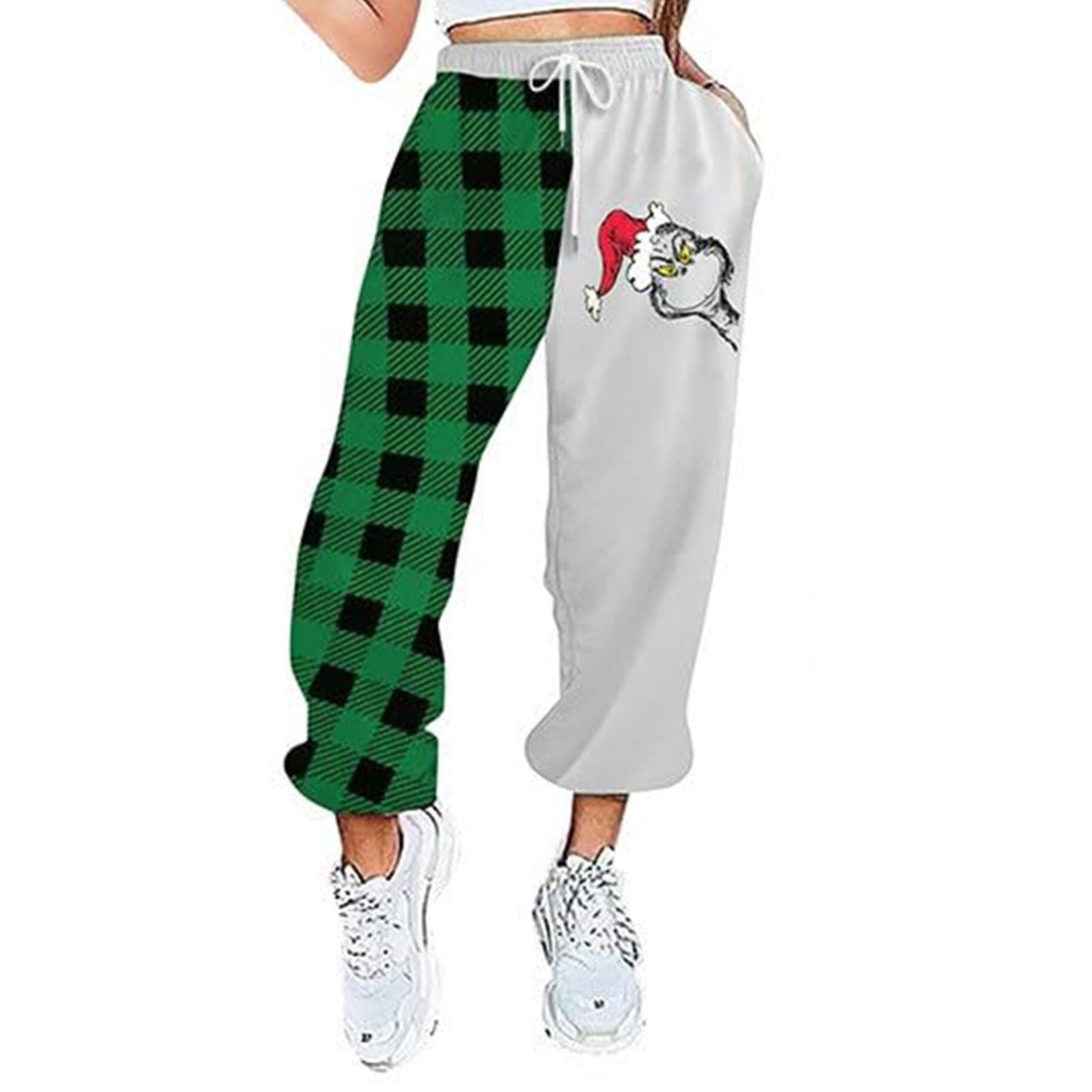 Grinch Christmas Lightweight Sweatpants Fitness Plaid Trousers