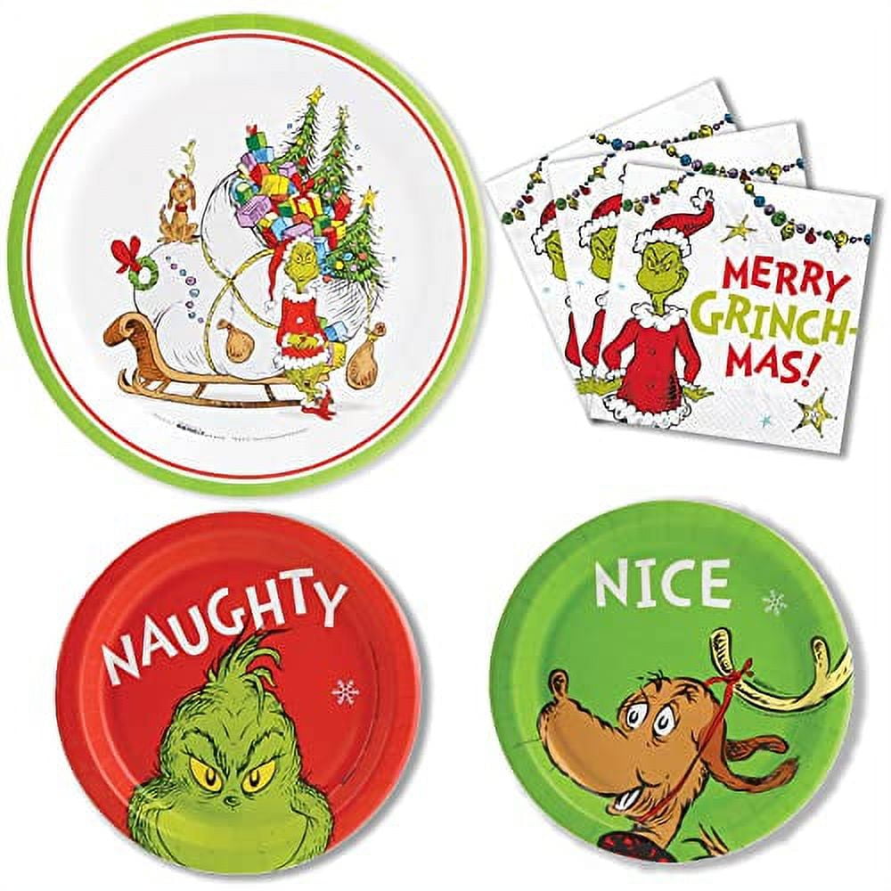Grinch Christmas Naughty & Nice Party Supply Set Disposable Paper