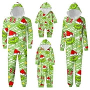 TFNDATNH Grinch Christmas Pajamas, Christmas Onesie Family-oriented Christmas Pjs for Family - Family Matching Outfits for Warm & Cozy Holidays (Green)