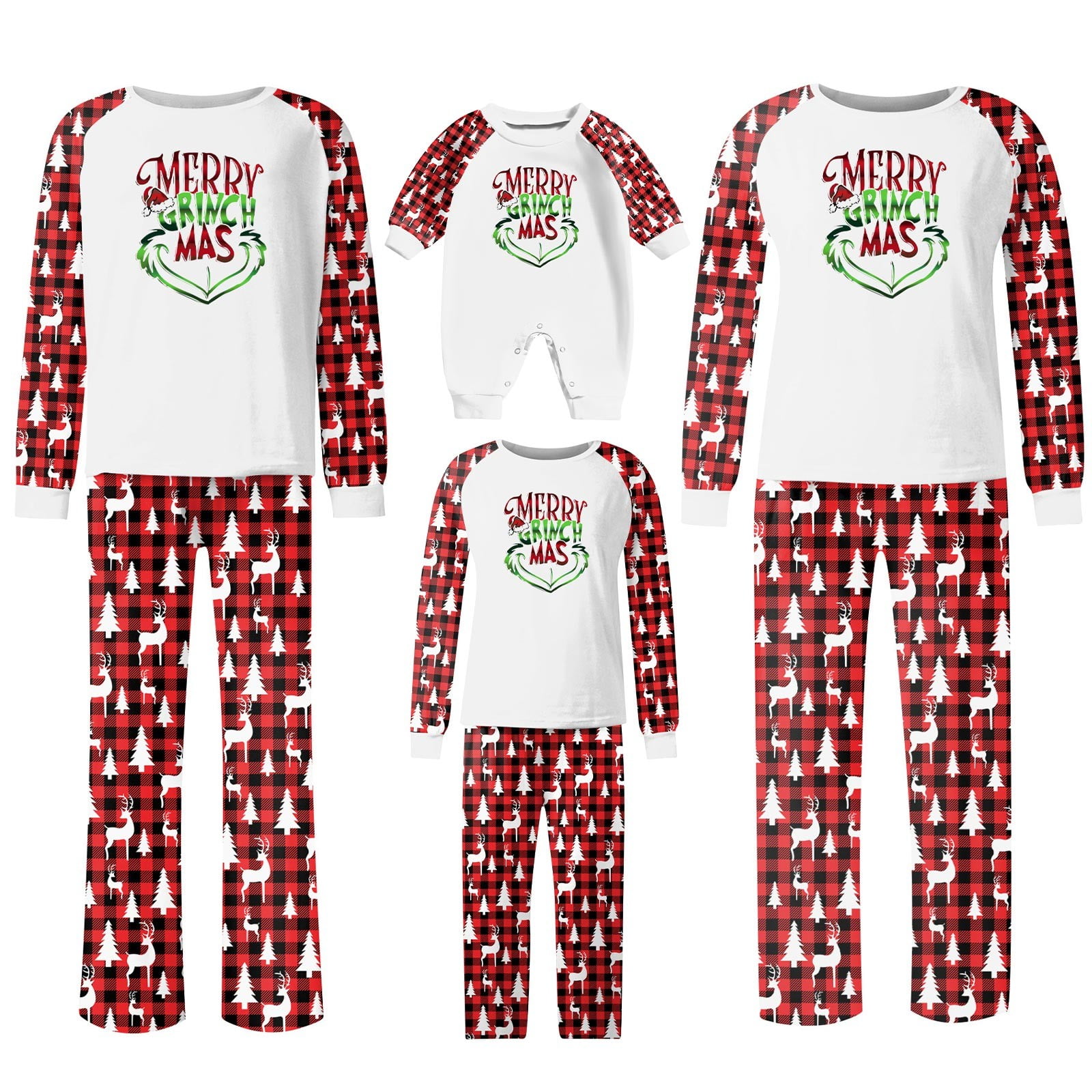 Grinch Christmas Pajamas Family Matching Christmas Pajamas for Adults Teens and Baby Holiday Grinch Pajamas Parent Child Outfits Sleepwear Homewear