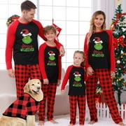 TFNDATNH Grinch Christmas Pajamas for Family, Family Matching Outfits Matching Pjs - Ideal Family Matching Outfits for the Holidays (Red)