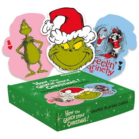 AQUARIUS Grinch Shaped Playing Cards - Grinch Themed Deck of Cards for Your Favorite Card Games - Officially Licensed Grinch Merchandise & Collectibles -