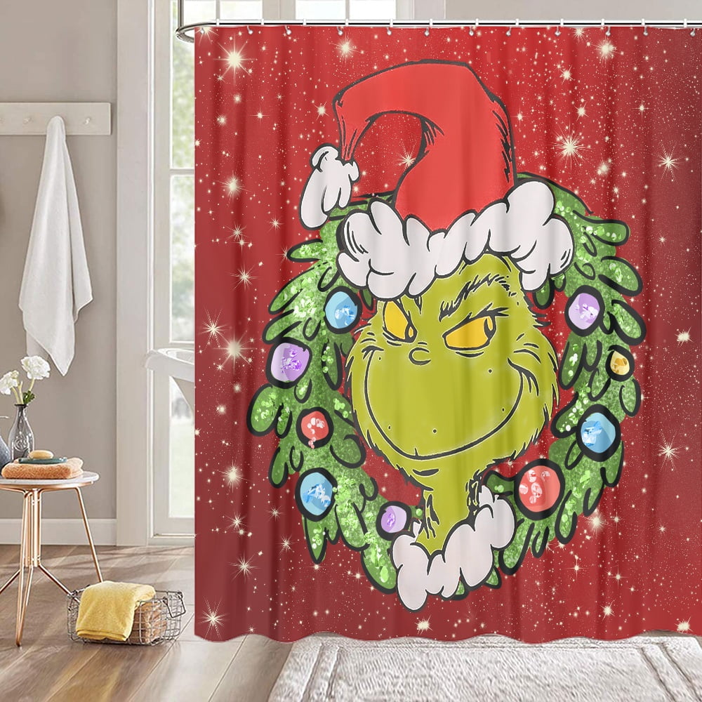 Grinch Christmas Christmas Shower Curtain for Bathroom Waterproof