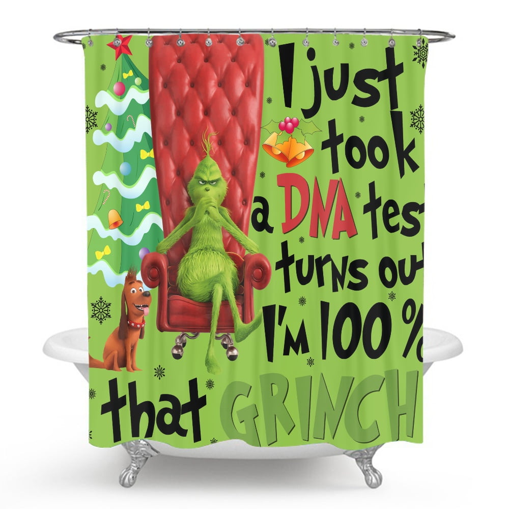 Grinch Christmas Shower Curtain Set Cute Grinch Shower Curtains