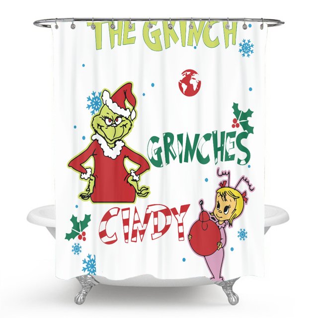 Grinch Christmas Shower Curtain Set Cute Grinch Shower Curtains