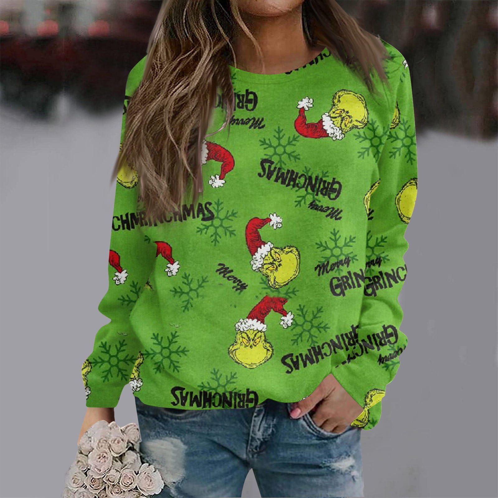 Grinch Christmas Sweatshirts, Women's Sweatshirts Grinch Printed