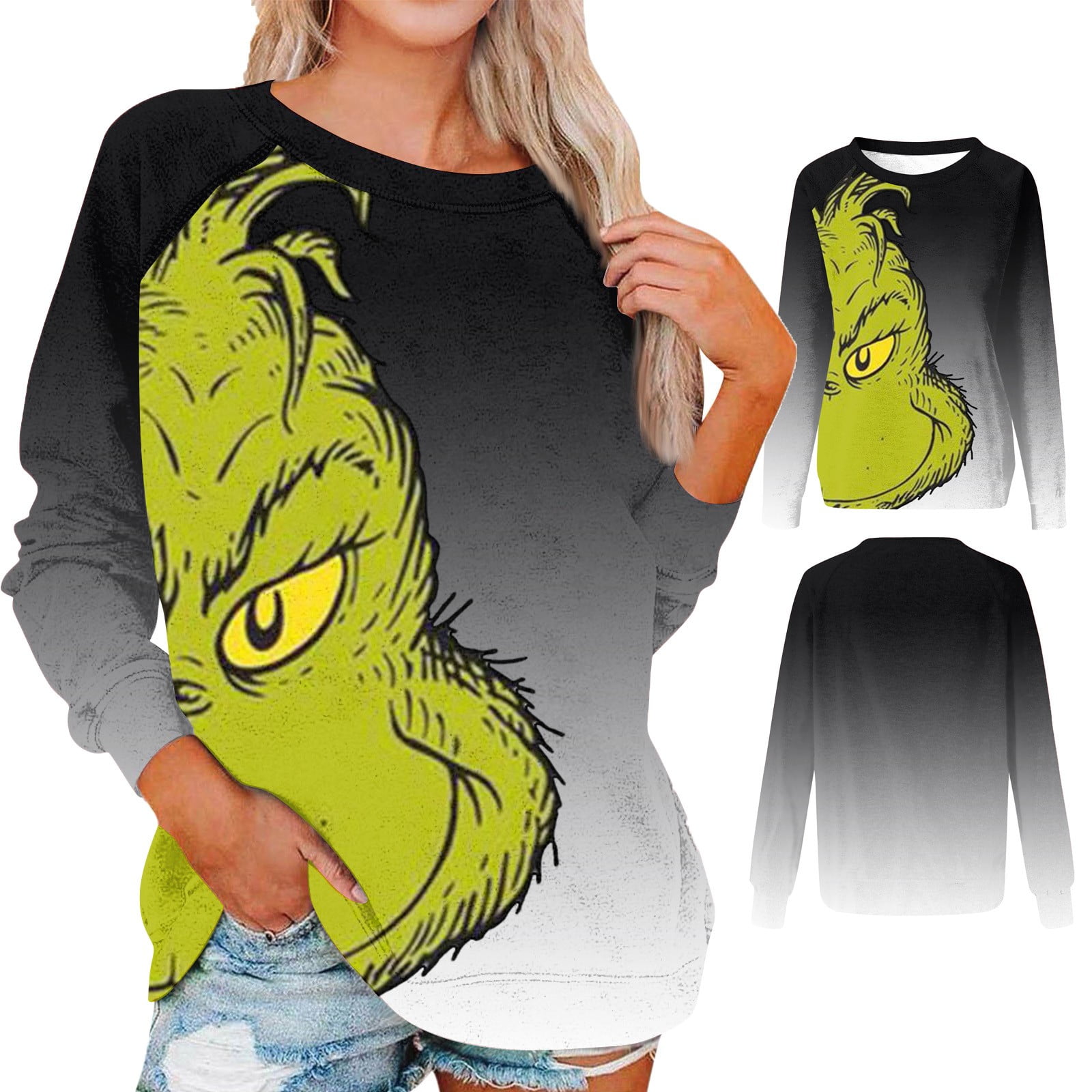 Grinch Christmas Sweatshirts, Women's Sweatshirts Grinch Printed