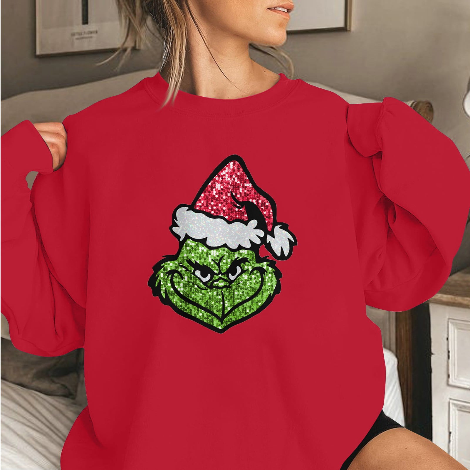 Grinch Christmas Sweatshirts, Women's Sweatshirts Grinch Printed