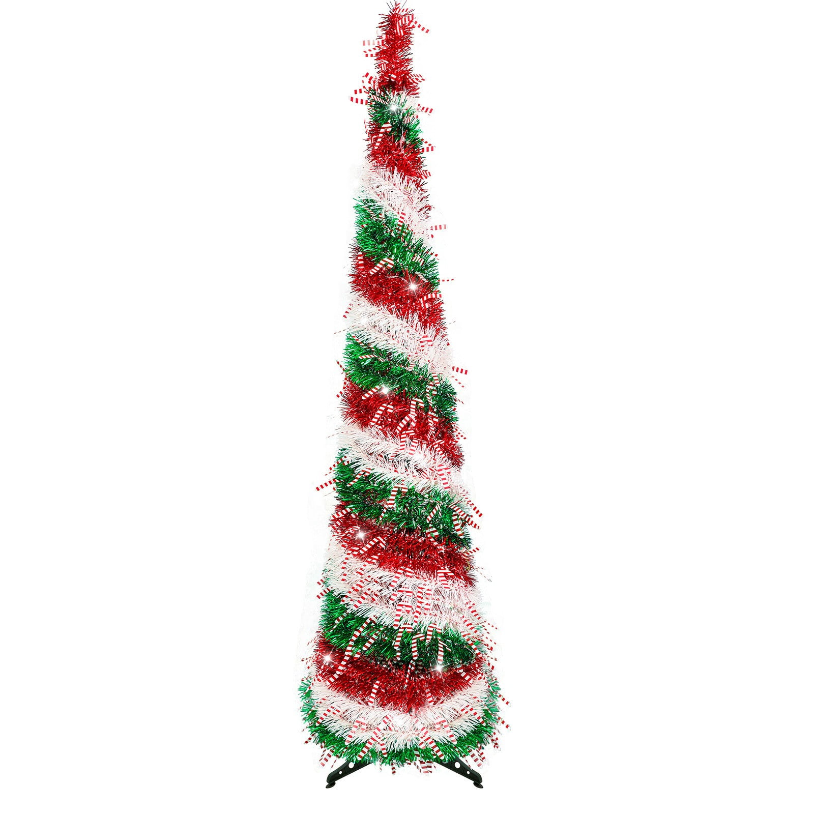 Grinch Christmas Tree 6ft Collapsible Christmas Tinsel Tree with Red ...