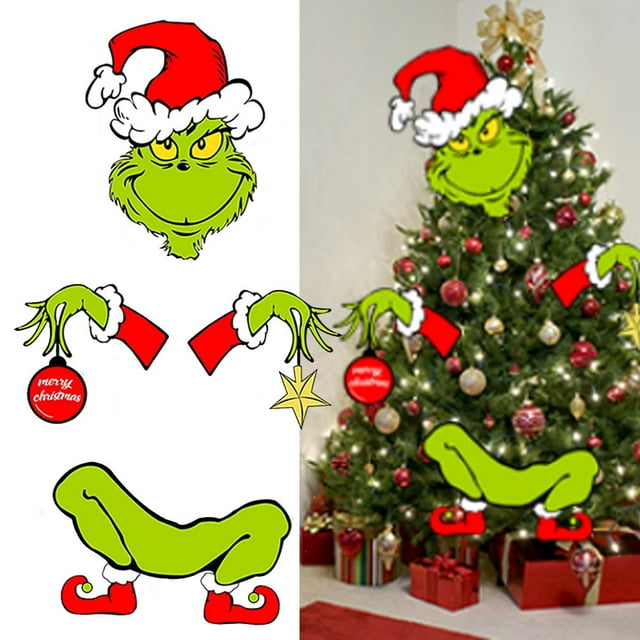 Grinch Christmas Tree Decoration, Green Monster Decor Set, for Home Indoors Xmas Tree Oranment