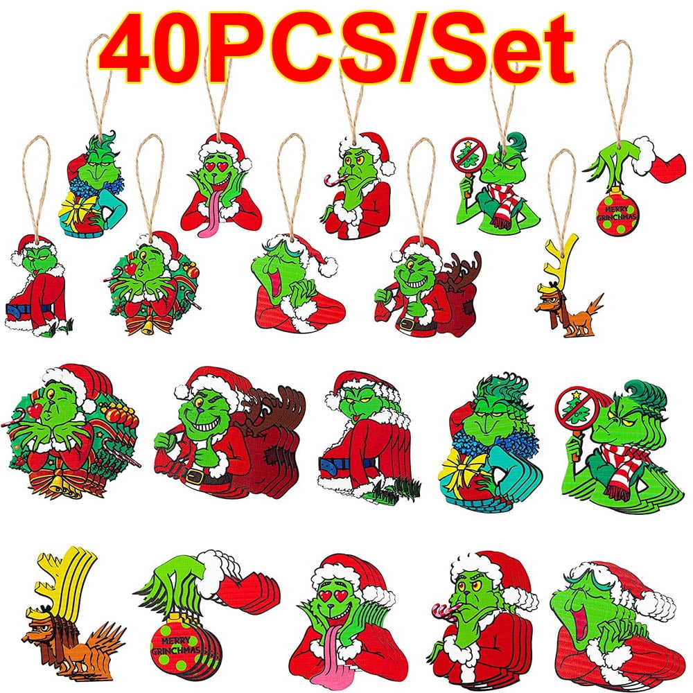 Grinch - Christmas Tree Ornaments, 40Pcs Paper Hanging Charms Christmas ...