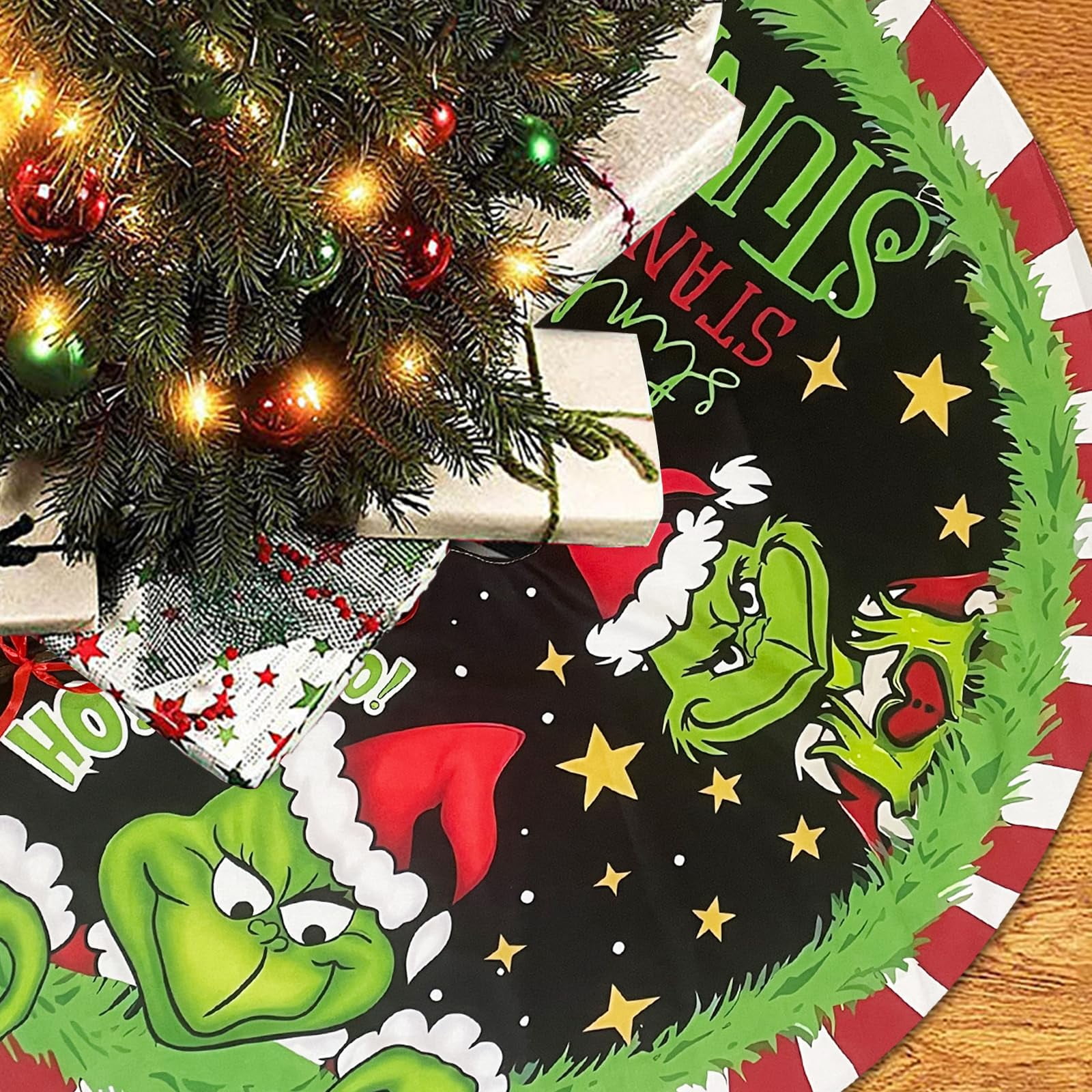 Grinch Christmas Tree Skirt 30 Inches Red Xmas Tree Ornaments Tree Mat