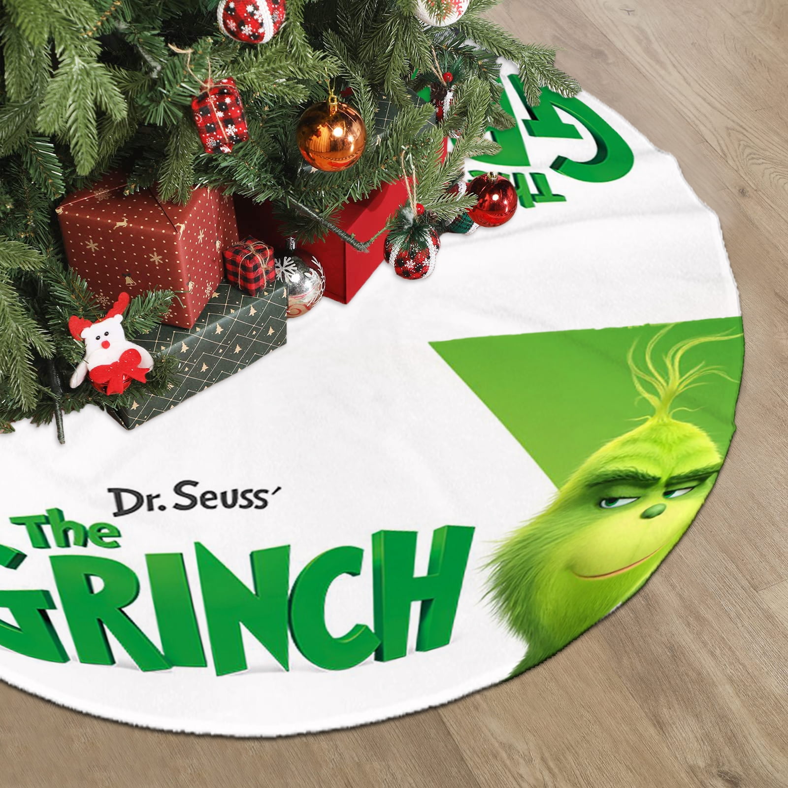 Grinch Christmas Tree Skirt Christmas Decorations Green Soft Xmas