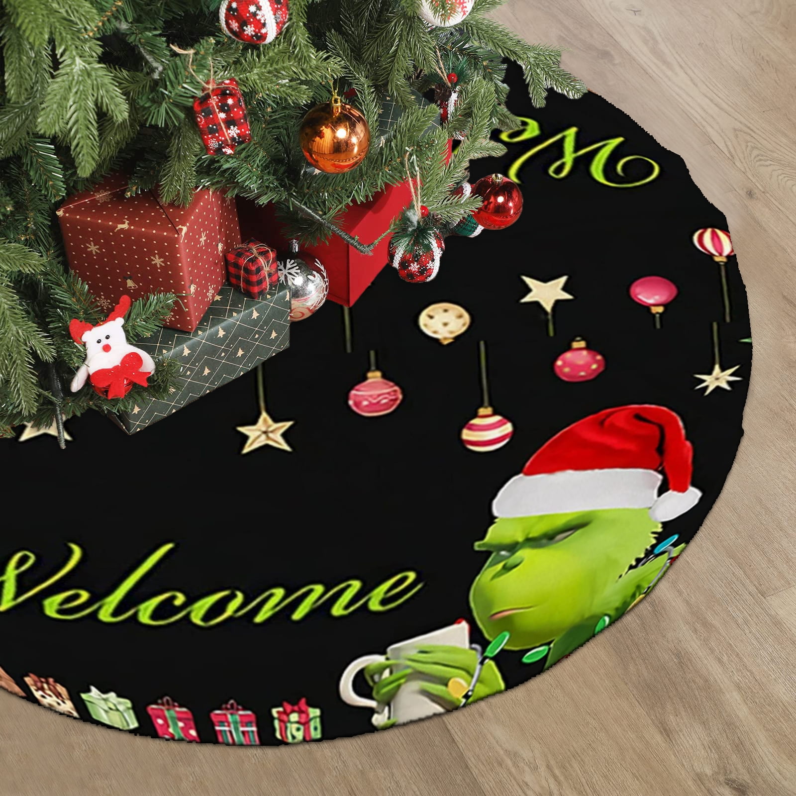 Grinch Christmas Tree Skirt Decoration,Christmas Tree Skirt,Christmas Party Gifts(48inches,28