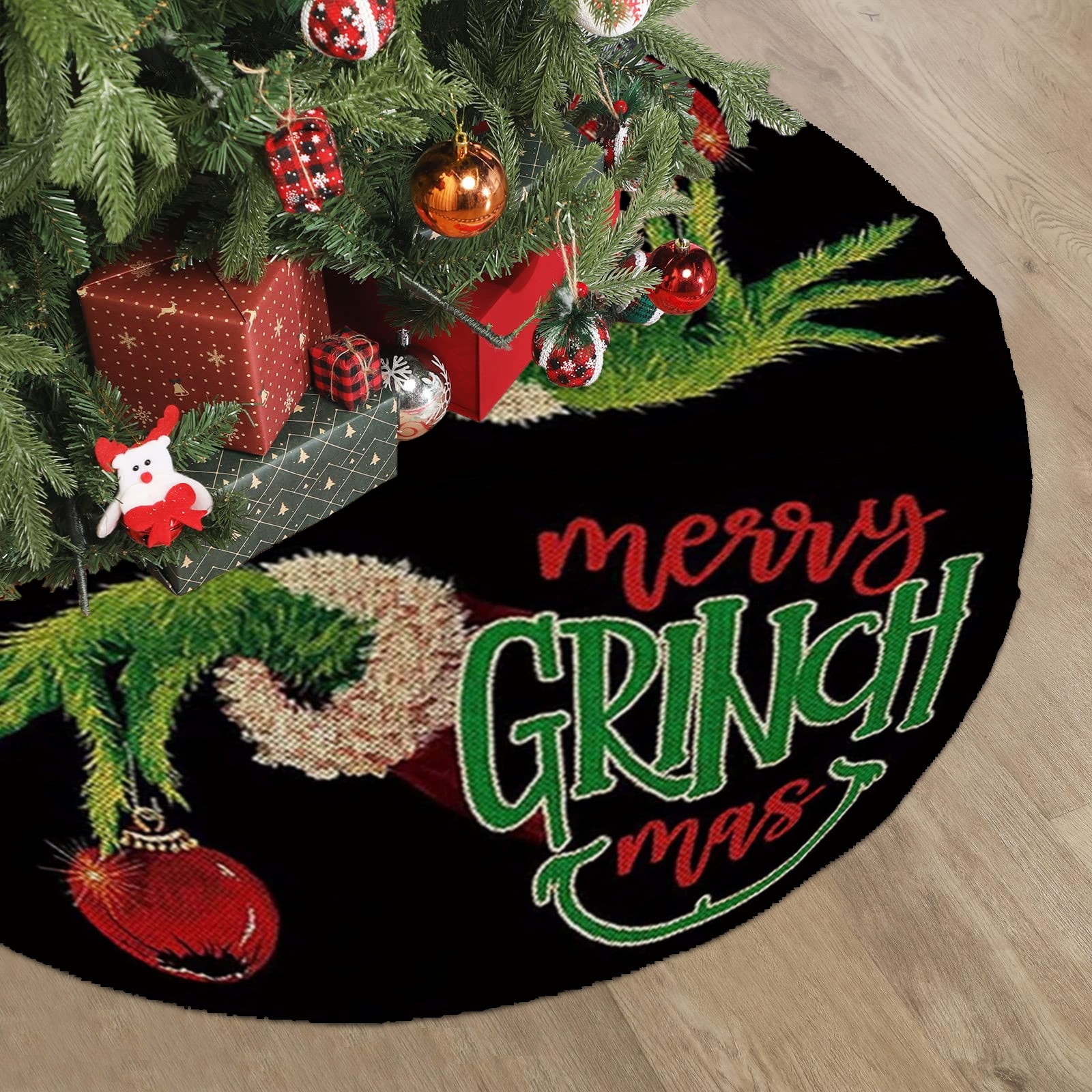 Grinch Christmas Tree Skirt Green Grinchmas Tree Skirts for Candy Party
