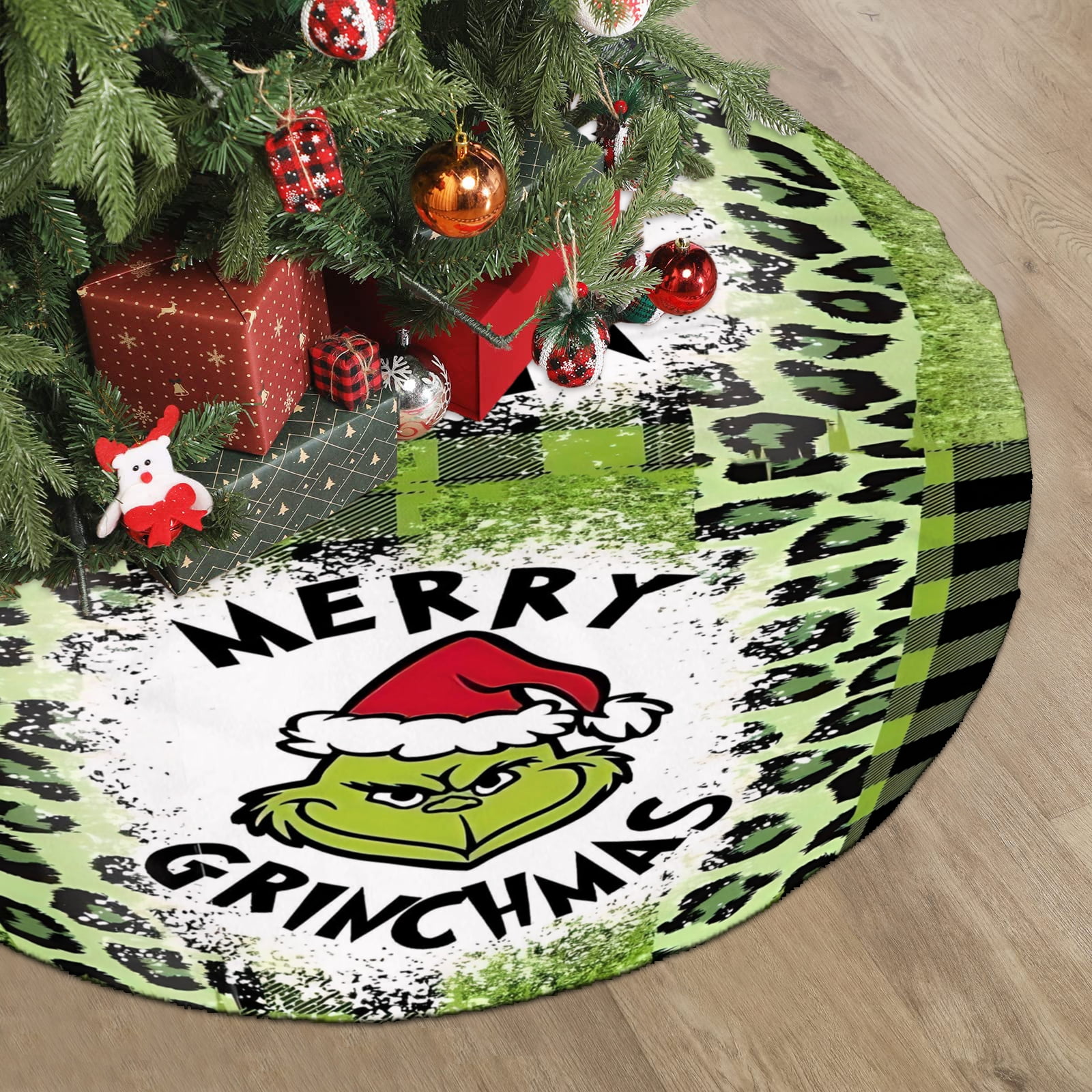 Grinch Christmas Tree Skirt,Grinch Design for Holiday Party Decor