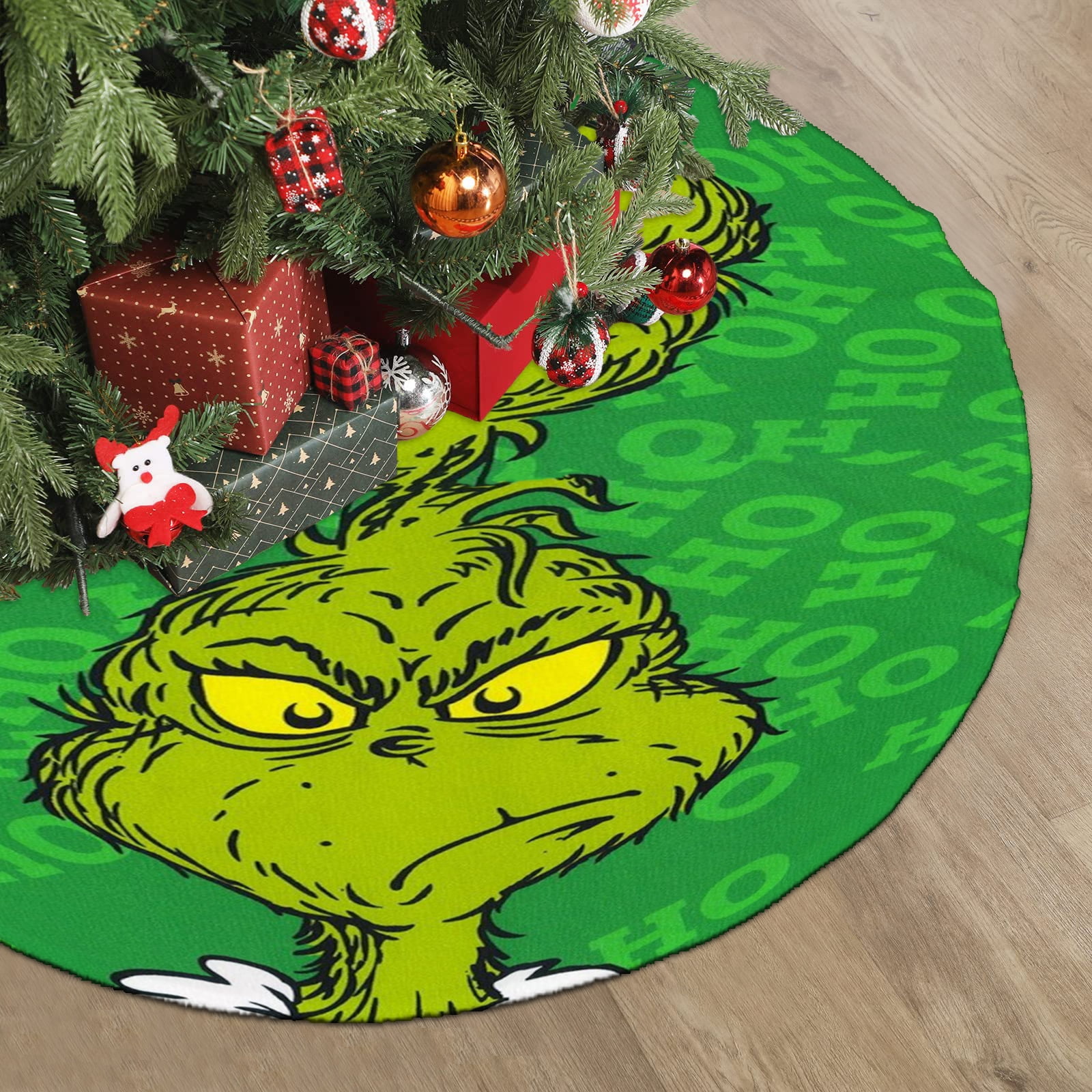 Grinch Christmas Tree Skirt,Grinch Design for Holiday Party Decor