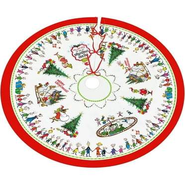 Headream Winter Decor Atmospheric Christmas Tree Skirt, Red & Green 