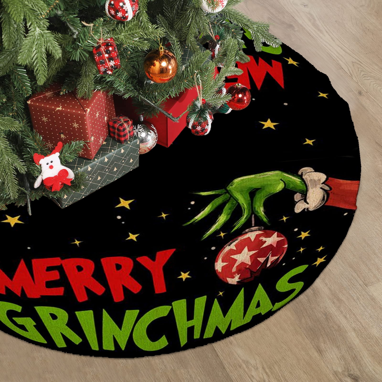 Grinch Christmas Tree Skirts，Merry Christmas Grinch Christmas Tree