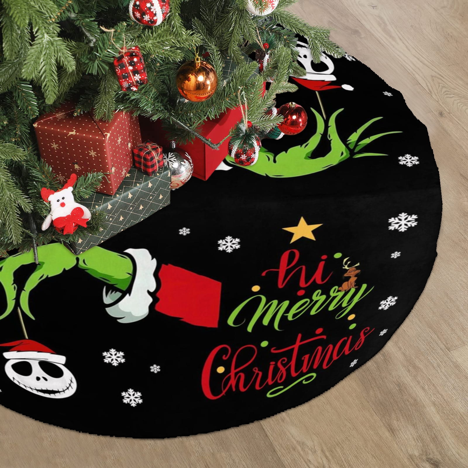 Grinch Christmas Tree Skirts，Merry Christmas Grinch Christmas Tree