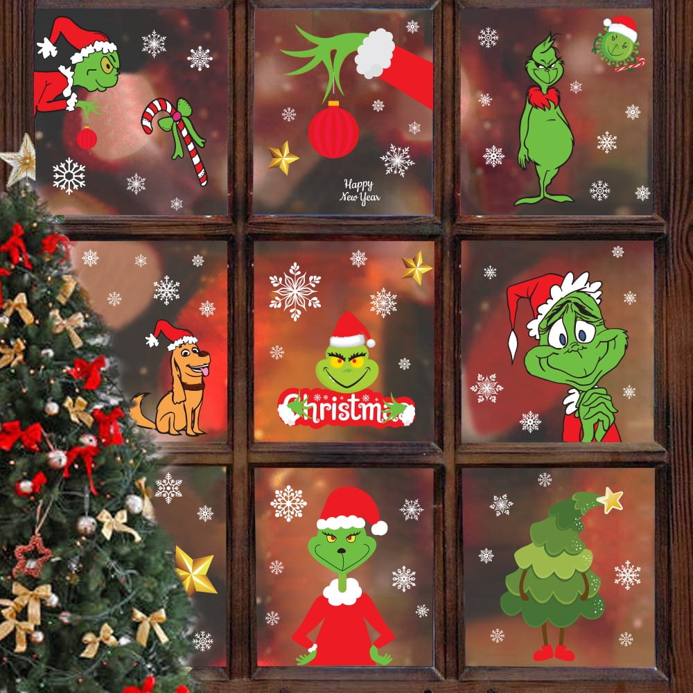 Grinch Christmas Window Clings 16 Sheets Christmas Window Stickers