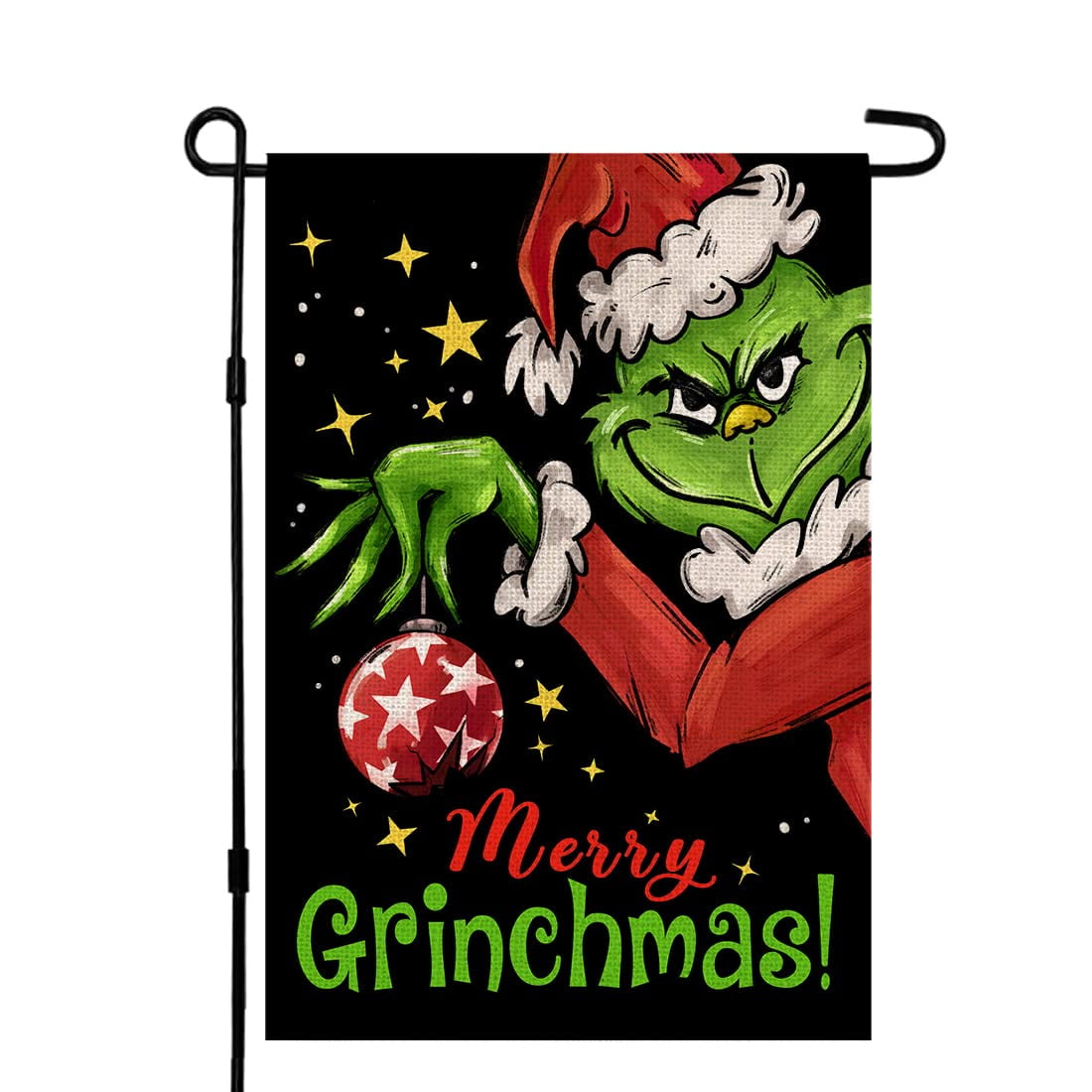 Grinch Christmas Winter Garden Flag Burlap Double Sided Vertical 12×18 Inch  Yard Decorations Holiday Banners Outdoor Farmhouse Decor