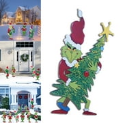 Grinch Christmas Decorations, Yard Signs with Stakes, Grinch Cindy Max Whoville Sign for Xmas Garden Lawn Decor-I