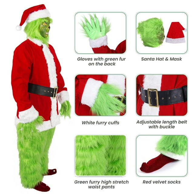 Grinch Costume Adult, Green Christmas Costume, Grinch Costume, Grinch ...