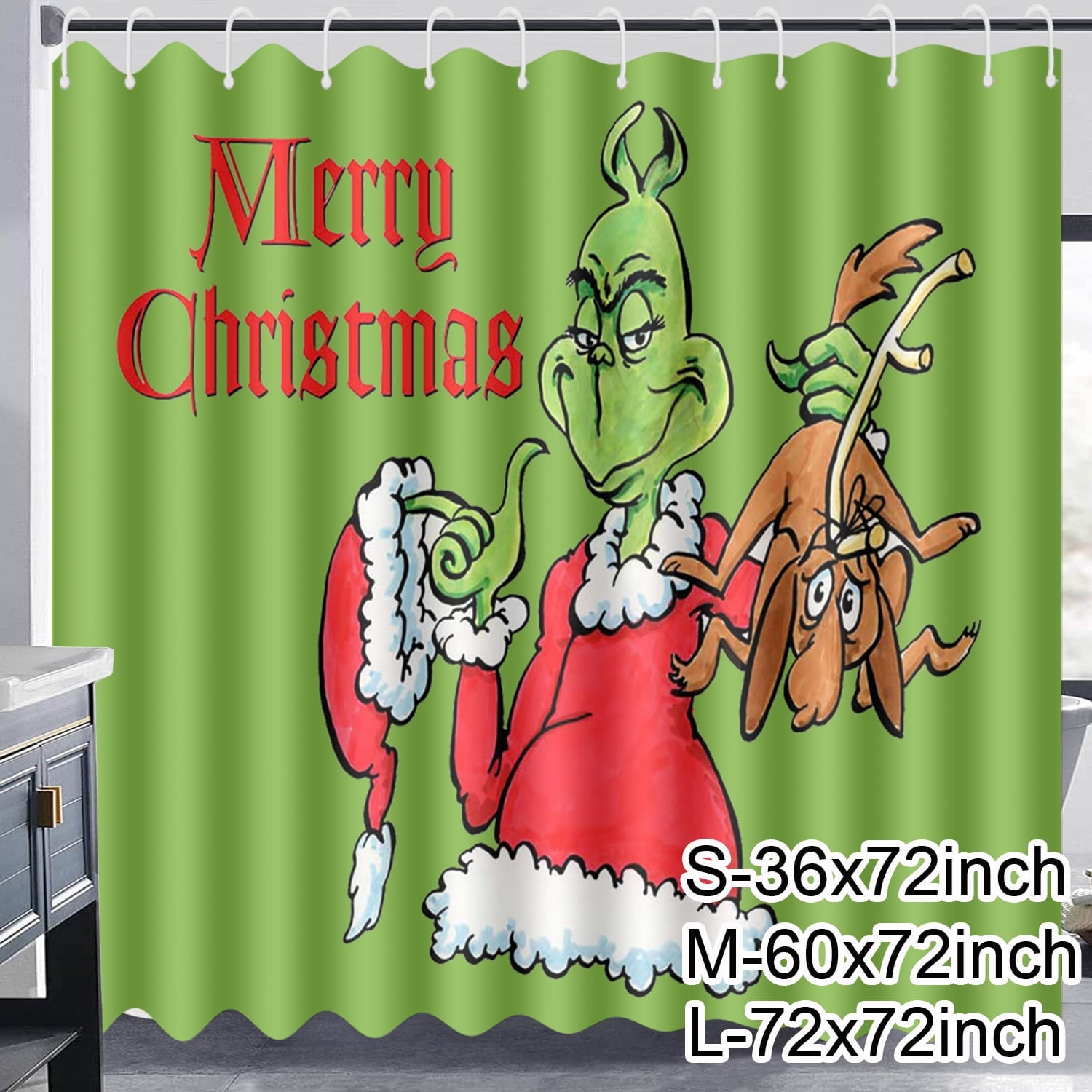 Grinch Costume The Christmas Shower Curtain, Cloth Fabric Bathroom