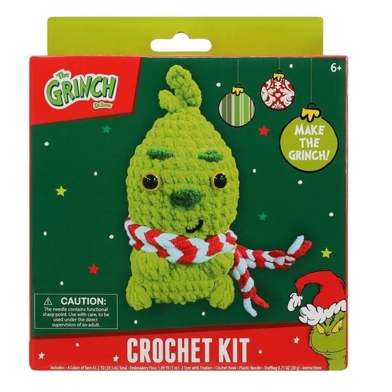 Holiday Villain Crochet Kit – Complete DIY Plush Craft Kit with Yarn & Hook, Green