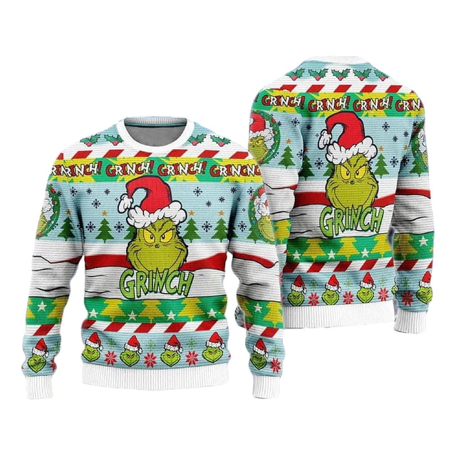 Grinch Cuddly As Cactus Ugly Christmas Sweater Funny Holiday Pullover ...