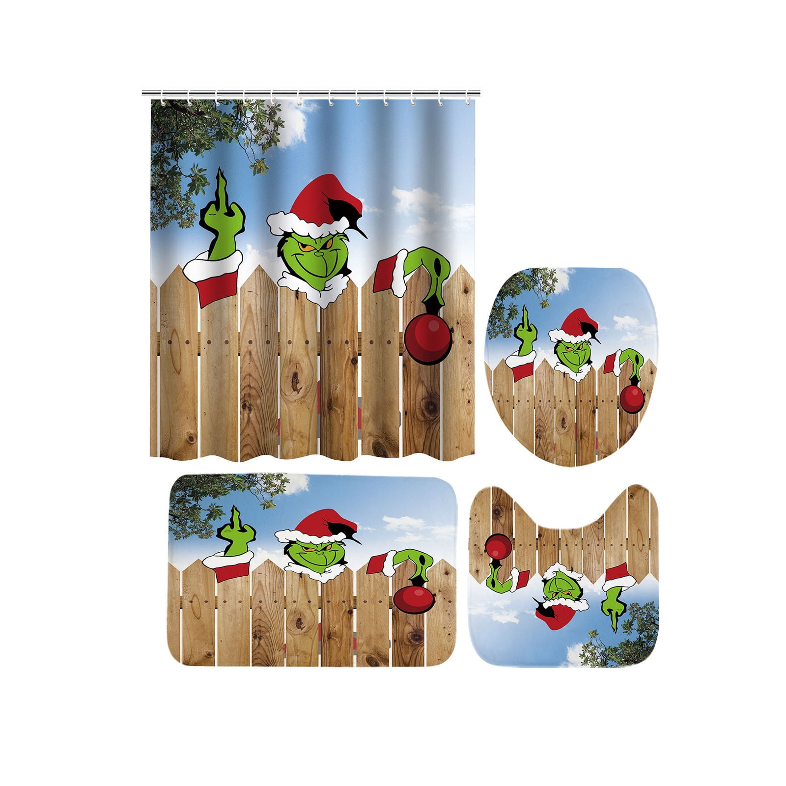 Grinch Decorations Festive Christmas Bathroom Set with Holiday ...