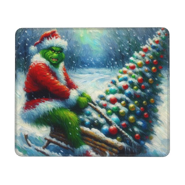 The Grinch Digital Fanart Design Mouse Pad with Anti-fray Stitching,Premium & Waterproof Computer Mousepad with Non-Slip Rubber Base,Gaming Mouse Mat for Laptop,Office & Home,8.3 x 10.3 in