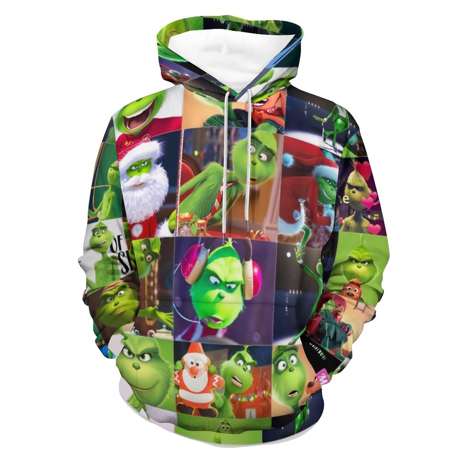 Grinch Face Sweatshirt for Men Women Novelty Hoodies 3D Printed Hooded