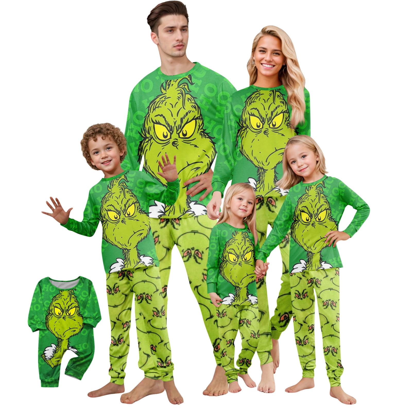 Grinch Family Christmas Pajamas Matching Sets, 2 Pcs Merry Grinchmas